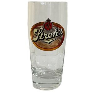 Strohs Beer‎ Glass Tall Pilsner Lager Logo Vintage Barware Collectible